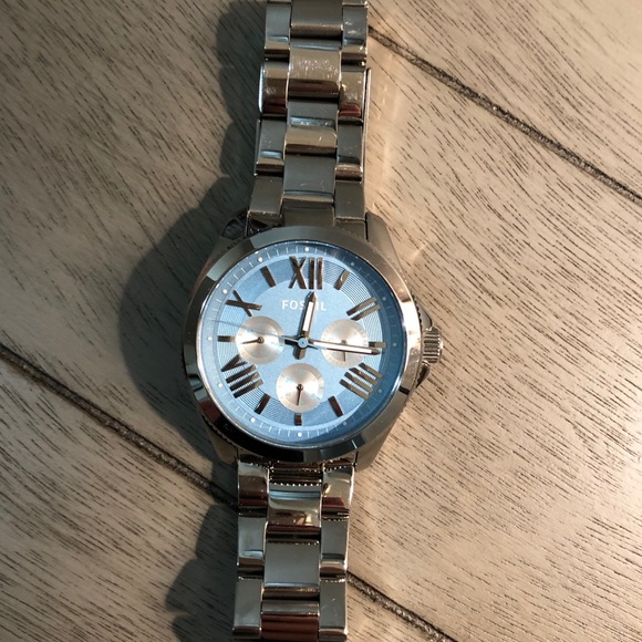 Silver Fossil Watch 